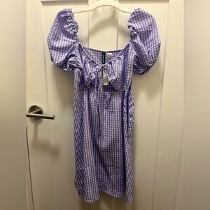 White and Purple Checkered H&M Dress